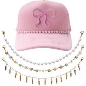 3PCS Trucket Hat Chains Metal Chains for Hat Bill Decoration Trucket Hat Charms DIY Mesh Baseball Cap Accessories