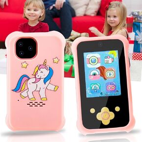 Kids Smart Phone for Girls, Christmas Birthday Gift for Girls Age 3-10 Kids Toys Cell Phone, Toddler Play Phone Toys with HD Dual Camera, Music Player, 16G SD Card (Touchscreen)