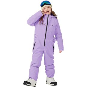 Haloumoning Kids Snow Suit Girls Waterproof Insulated Winter Outdoor Overalls Snowboarding One Piece Ski Suit 5-14Years