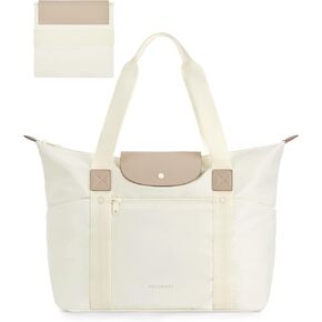BAGSMART Tote Bag for Women, Foldable Tote Bag with Compartments, Tote Bag with Zipper Work Tote Handbag for Travel