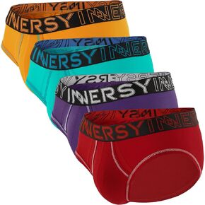 INNERSY Men's Cotton Briefs with Support Pouch Moisture-Wicking Sexy Underwear 4 Pack
