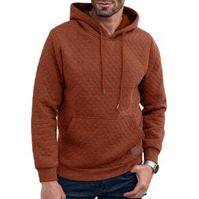 Comdecevis Mens Pullover Hoodies Long Sleeve Quilted Sweatshirt Casual Fashion Hooded Sweatshirts with Pockets