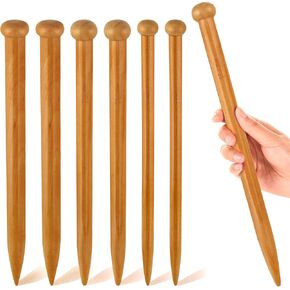 6 Pieces Large Knitting Needles Jumbo Straight Wooden Knitting Needles 3 Sizes Extra Large Knitting Needles for Chunky Yarn Beginner DIY Fabric Crafts Crochet 15mm 20mm 25mm (Natural)