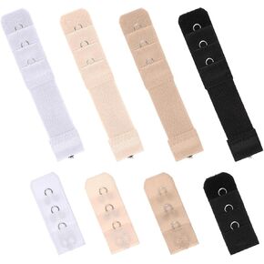 8 Pack Women's Bra Extenders Strap, Flexible Bra Extender Strap 1 Hook 3 Rows Elastic Bra Extension Strap, Soft Stretchy Back Bra Extension Strap for Women