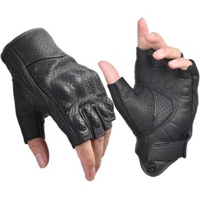 Motorcycle Fingerless Gloves for Men Women Black Motocycle Gloves Leather Riding Gloves Summer Gloves Cycling Gloves Half Finger Driving Gloves