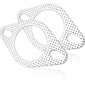 2 Pcs Silver Car Modified Exhaust Pipe Interface Gaskets, 2.5In Metal High Temperature Exhaust Gasket Replacement, Universal Automotive Seal Fasten Gasket Accessories for Trucks, Cars, Exhaust System