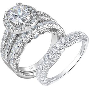 Wuziwen 4 Carats Wedding Engagement Band Rings for Women Sterling Silver Cubic Zirconia 3.5mm Eternity Bands for Women Vintage Sterling Silver CZ Stackable Ring Enhancer Size 7.5