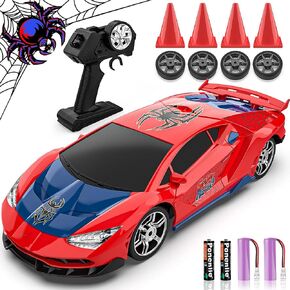 Spider Remote Control Car RC Drift Car, 2.4GHz 1:24 Scale 4WD 15KM/H High Speed RC Cars with LED Lights Racing and Drifting Tire, Gifts Toy Car for Boys Kids 4-7 8-12