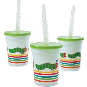 Fun Express 8 Pieces Very Hungry Caterpillar Tumbler with Lid, 10 oz, BPA Free Plastic, Birthday Party Supplies, Drinkware, Sipper & Molded Cups, Multi-Color