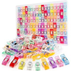 Doukey 102PCS Sewing Clips and Quilting Clips Multipurpose Quilt Clips Craft Clips Sewing Accessories Quilting Supplies Assorted 9 Bright Colors with Plastic Box