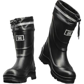 Men Rain Boots Waterproof Rubber Boots for Men with PVC Unique Design, Comfort Lightweight Work Mud Boots, Resistant Durable Slip Garden Boots for Fishing Farming Gardening