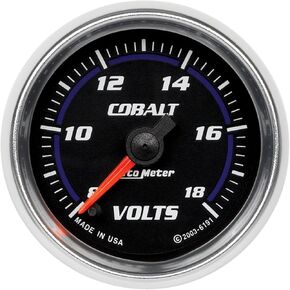 Auto Meter 6191 Cobalt 2-1/16" 8-18V Full Sweep Electric Voltmeter