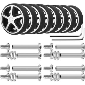 8Pcs 2.09in/53mm Replacement Luggage Wheels 360 Spinner Repair Set Swivel Wheel, Smooth Universal PVC Rubber Swivel Trolley Casters Bearings Repair Tools Set, Grey
