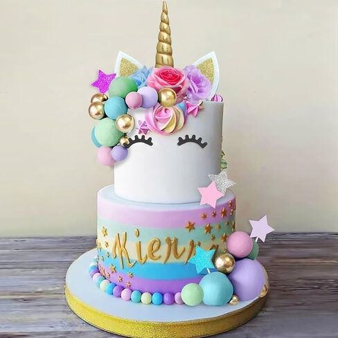 38 PCS Unicorn Cake Topper, Unicorn Flower Cake Decorations with Flowers Balls Stars Unicorn Happy Birthday Cake Decorations for Boys Girls Kids Birthday Party Baby Shower Supplies (Flower) in Saudi Arabia