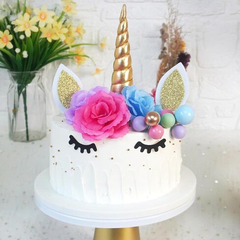 38 PCS Unicorn Cake Topper, Unicorn Flower Cake Decorations with Flowers Balls Stars Unicorn Happy Birthday Cake Decorations for Boys Girls Kids Birthday Party Baby Shower Supplies (Flower) in Saudi Arabia
