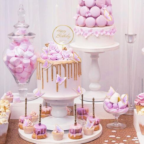 10-Pieces Purple Gold Butterfly Cake Toppers Happy Birthday 1-Metal Gold Birthday Cake Butterfly Party Decorations in Saudi Arabia