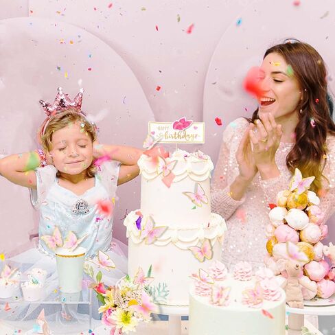 10-Pieces Purple Gold Butterfly Cake Toppers Happy Birthday 1-Metal Gold Birthday Cake Butterfly Party Decorations in Saudi Arabia
