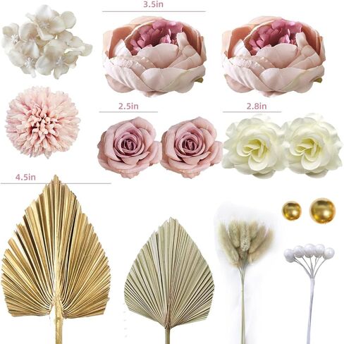 32 PCS Boho Cake Topper Flower Palm Leaves Cake Decorations for Bohemian Wedding Baby Shower Birthday Party Supplies Mother's Day (Boho) in Kuwait