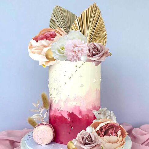 32 PCS Boho Cake Topper Flower Palm Leaves Cake Decorations for Bohemian Wedding Baby Shower Birthday Party Supplies Mother's Day (Boho) in Kuwait