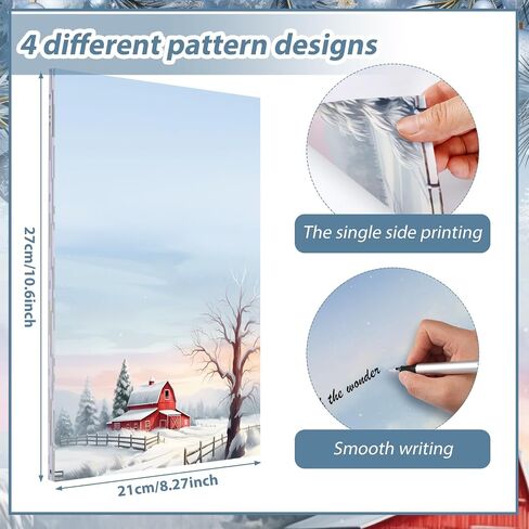 Teling 48 Sheets Christmas Stationery Paper 8.5 x 11'' Printer Paper Christmas Letter Paper Writing Paper Holiday Letterhead for Notes Greeting Cards Invitations Office School Printing (House) in Kuwait