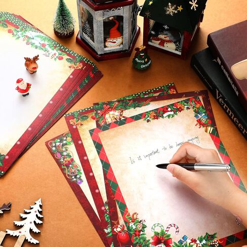 Teling 48 Sheets Christmas Stationery Paper 8.5 x 11'' Printer Paper Christmas Letter Paper Writing Paper Holiday Letterhead for Notes Greeting Cards Invitations Office School Printing (House) in Kuwait