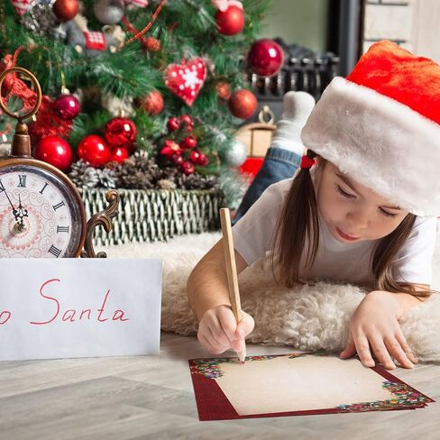 Teling 48 Sheets Christmas Stationery Paper 8.5 x 11'' Printer Paper Christmas Letter Paper Writing Paper Holiday Letterhead for Notes Greeting Cards Invitations Office School Printing (House) in Kuwait