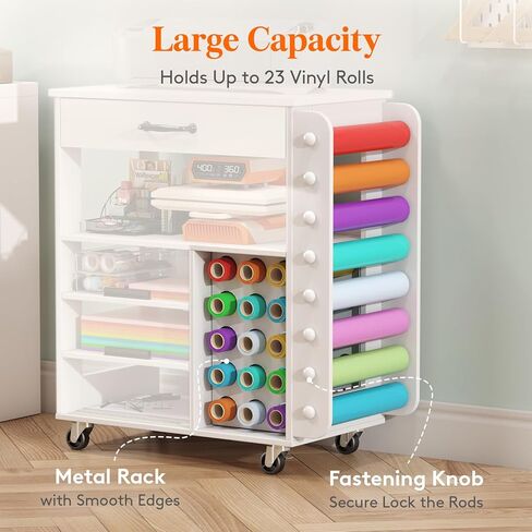 عربة حرفية متدحرجة من lifewit مع صينية ودرج قابلين للسحب، ومنظمات وتخزين متوافقة مع آلات Cricut، حامل آلة قطع الحرف اليدوية مع 23 حامل لفائف الفينيل لغرفة الحرف اليدوية والمكتب المنزلي in Kuwait