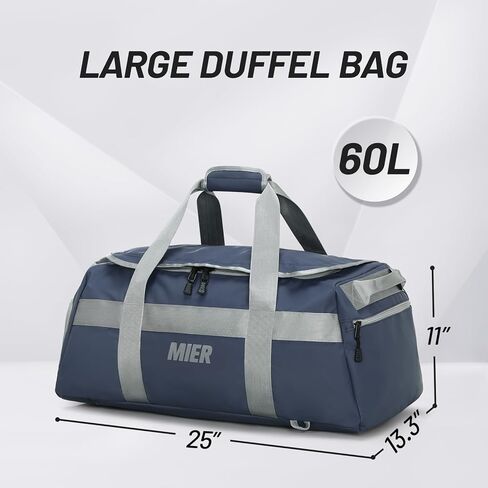 MIER Gym Bag for Men Large Duffel Backpack with Shoe Compartment, 60L Convertible Duffle Bags Weekender Overnight Bag for Gym Sports Travel, Black in Kuwait