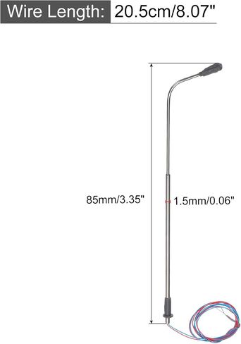 MECCANIXITY نموذج قطار السكك الحديدية مصباح عمود 3.4 "أبيض 1: 150 مقياس LEDs جديد 3 فولت لمشروع نظام المرور الإبداعي DIY نموذج معدني بسيط ضوء الشارع، حزمة من 2 in Saudi Arabia