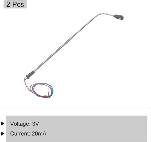MECCANIXITY نموذج قطار السكك الحديدية مصباح عمود 3.4 "أبيض 1: 150 مقياس LEDs جديد 3 فولت لمشروع نظام المرور الإبداعي DIY نموذج معدني بسيط ضوء الشارع، حزمة من 2 in Saudi Arabia