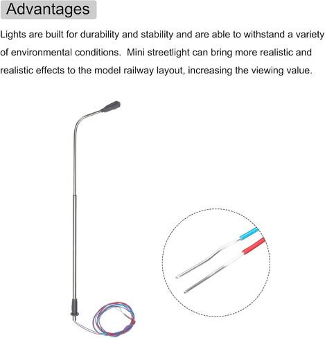 MECCANIXITY نموذج قطار السكك الحديدية مصباح عمود 3.4 "أبيض 1: 150 مقياس LEDs جديد 3 فولت لمشروع نظام المرور الإبداعي DIY نموذج معدني بسيط ضوء الشارع، حزمة من 2 in Saudi Arabia