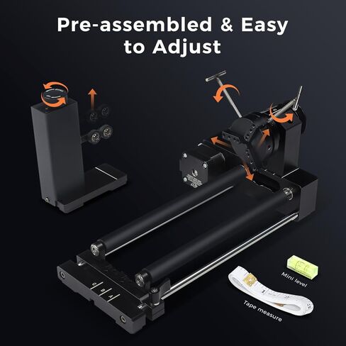 Comgrow 4-in-1 Y-axis Rotary Roller, Suitable for Most Laser Engraving Machines, with 3 Types of Claws and Pins, for Engraving Cylindrical and Spherical Objects, Wine Glass, Tumbler, Rings in Saudi Arabia
