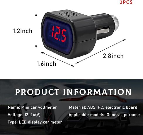 2 PCS Car LED Display Voltmeter, DC 12V 24V Battery Voltage Tester Digital Panel Meter, Electric Voltage Gauge Monitor for Car Truck Motorcycle, Universal Car Accessories in Kuwait