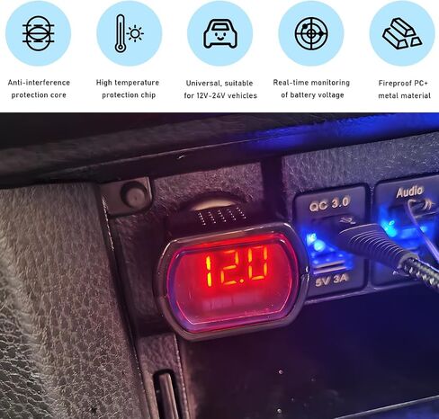 2 PCS Car LED Display Voltmeter, DC 12V 24V Battery Voltage Tester Digital Panel Meter, Electric Voltage Gauge Monitor for Car Truck Motorcycle, Universal Car Accessories in Kuwait