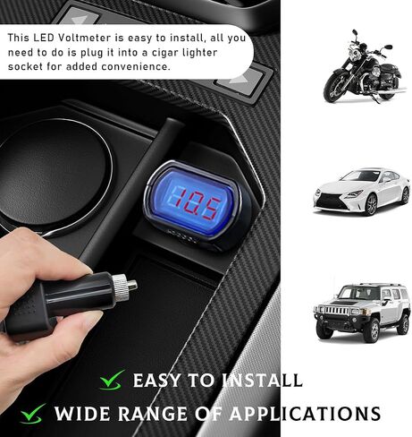 2 PCS Car LED Display Voltmeter, DC 12V 24V Battery Voltage Tester Digital Panel Meter, Electric Voltage Gauge Monitor for Car Truck Motorcycle, Universal Car Accessories in Kuwait
