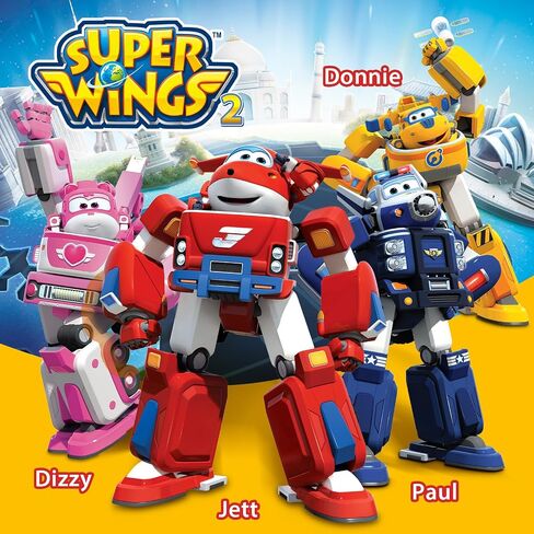 Super Wings Transformer Toys, 7" Jett Robot Suit and 2" Scale Transforming Jett Mini Action Figure,2-IN-1 Mode Vehicle and Robot,Fire Truck Toy Vehicle Playset for Kids 3+,Gifts for Boys and Girls,Red in Kuwait