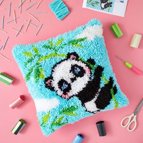 Bright Creations 5-Piece Panda Latch Rug Hooking Kits for Adults Kids Beginners, DIY Crafts (16 x 16 in) in Saudi Arabia