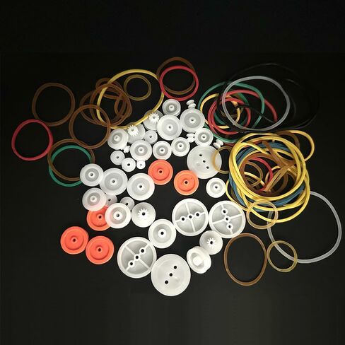 84PCS Belt Pulley Set 2MM Hole Plastic Belt Pulley with Rubber Band for DIY Model Toy RC Car Robot Airplane Accessories in Saudi Arabia