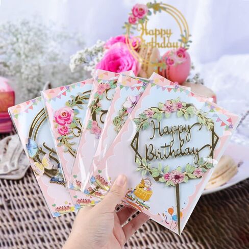 10 قطع من أغطية كعكة عيد الميلاد السعيدة، أغطية كعكة ذهبية من الأكريليك لمستلزمات كعكة عيد الميلاد، 10.16 سم × 15.24 سم (ذهبي) in Saudi Arabia