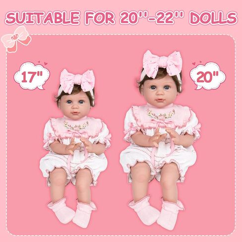 Aori Reborn Baby Dolls Clothes - Pink Outfit Clothing Set for 20-22 inch Lifelike Newborn Girl Dolls in Saudi Arabia
