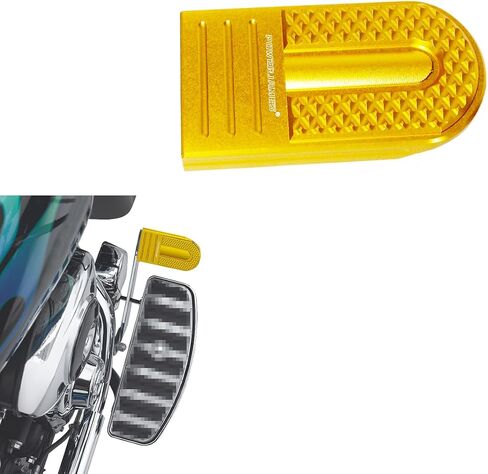 POWER JAMES Gold Extended Big Rear Brake Shift Peg Brake Pedal Pad Fits Harley Davidson 12-16 FLD, 86-later FL Softail and 80-later Touring and Trike models equipped with footboards. in Saudi Arabia
