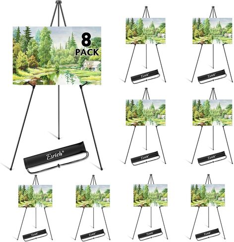 ESRICH 63" Display Easel Stand for Wedding Sign, Portable Foldable Metal Easel, Lightweight Metal Easels for Signs Wedding Logos,Arts, Painting,Adjustable Floor Easels with Storage Bag (2Pack) in Saudi Arabia