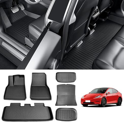 Model Y 2020-2024 Custom Floor Mats, Front and Rear Trunk Mats, TPE Material, All-Weather Protection, 5-Seater in Saudi Arabia