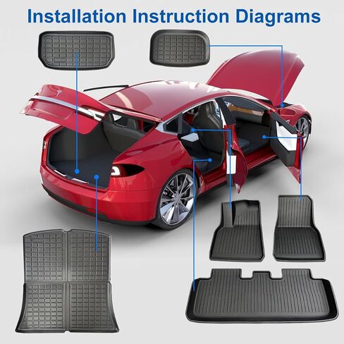 Model Y 2020-2024 Custom Floor Mats, Front and Rear Trunk Mats, TPE Material, All-Weather Protection, 5-Seater in Saudi Arabia