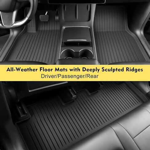 Model y Floor Mats & Cargo Liners, KEEPUP 5-Seat Tesla Model Y All Weather Interior Mats | Rear Trunk Mat | Rear Cargo Liner Set | Front Trunk Liner (Not Compatible with 7-Seat Model) in Saudi Arabia