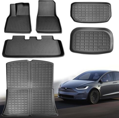 Model y Floor Mats & Cargo Liners, KEEPUP 5-Seat Tesla Model Y All Weather Interior Mats | Rear Trunk Mat | Rear Cargo Liner Set | Front Trunk Liner (Not Compatible with 7-Seat Model) in Saudi Arabia