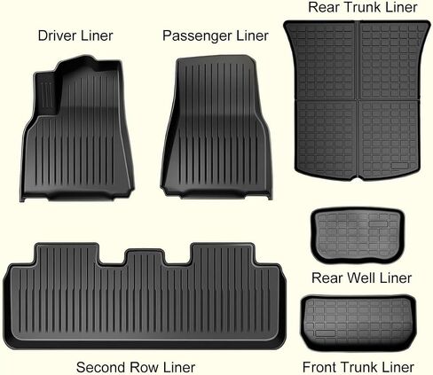 Model y Floor Mats & Cargo Liners, KEEPUP 5-Seat Tesla Model Y All Weather Interior Mats | Rear Trunk Mat | Rear Cargo Liner Set | Front Trunk Liner (Not Compatible with 7-Seat Model) in Saudi Arabia