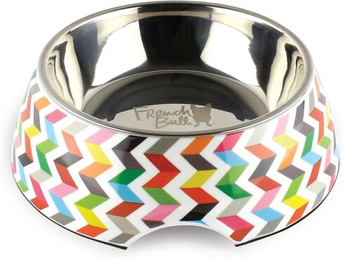 French Bull 24 oz. Pet Bowl, 2 Piece - Dog, Cat, Feeder, Nonslip, Stainless Steel, Raised - Ziggy White in Kuwait