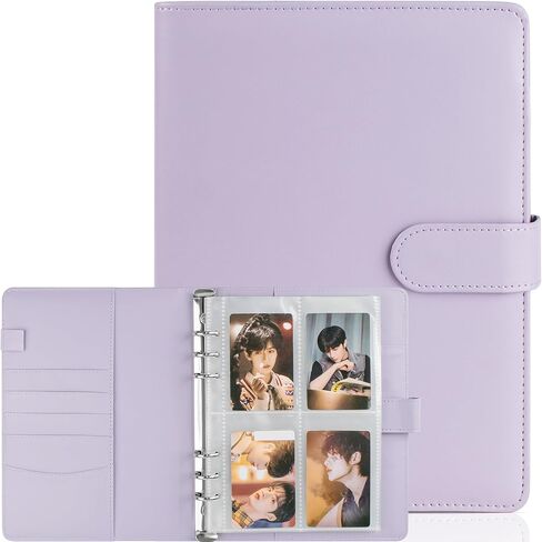 Kpop Photocard Binder, PU Leather A5 Photocard Holder with 200 Pocket, K-Pop Korean Pop Photocard Holder Binder Book, 4 Photo Style Photo Card Album Trading Cards Organizer(White) in Saudi Arabia