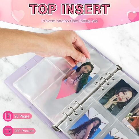 Kpop Photocard Binder, PU Leather A5 Photocard Holder with 200 Pocket, K-Pop Korean Pop Photocard Holder Binder Book, 4 Photo Style Photo Card Album Trading Cards Organizer(White) in Saudi Arabia